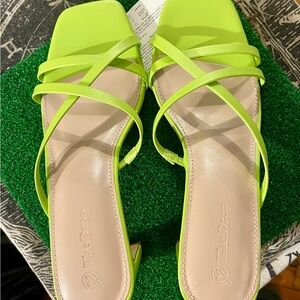Chic Lime Green Strappy Sandals by The Drop shoes